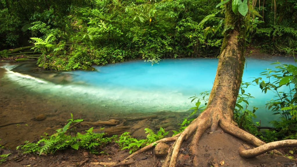 Where the blue water and the normal water collide in rio celeste